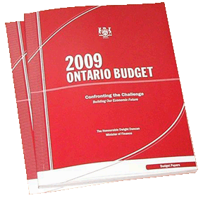 The cover of the 2009 Ontario Budget