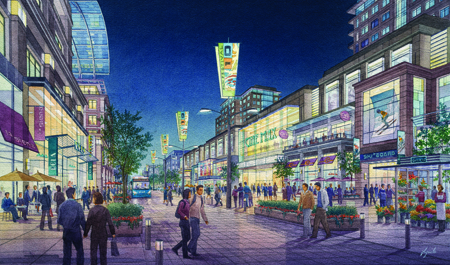 An artist rendering of what the live-work-play community at Markham Centre will look like when complete. Rendering courtesy of the Remington Group.