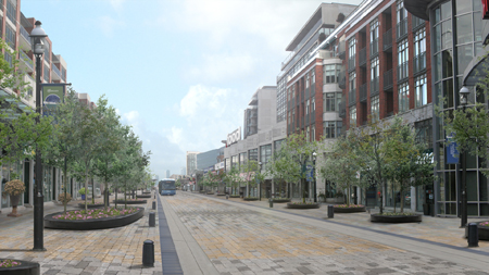An artist rendering of what the new Downtown Markham transit-pedestrian mall may look like. 