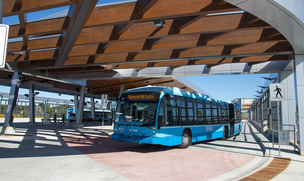 Bus arriving at Cornell bus terminal