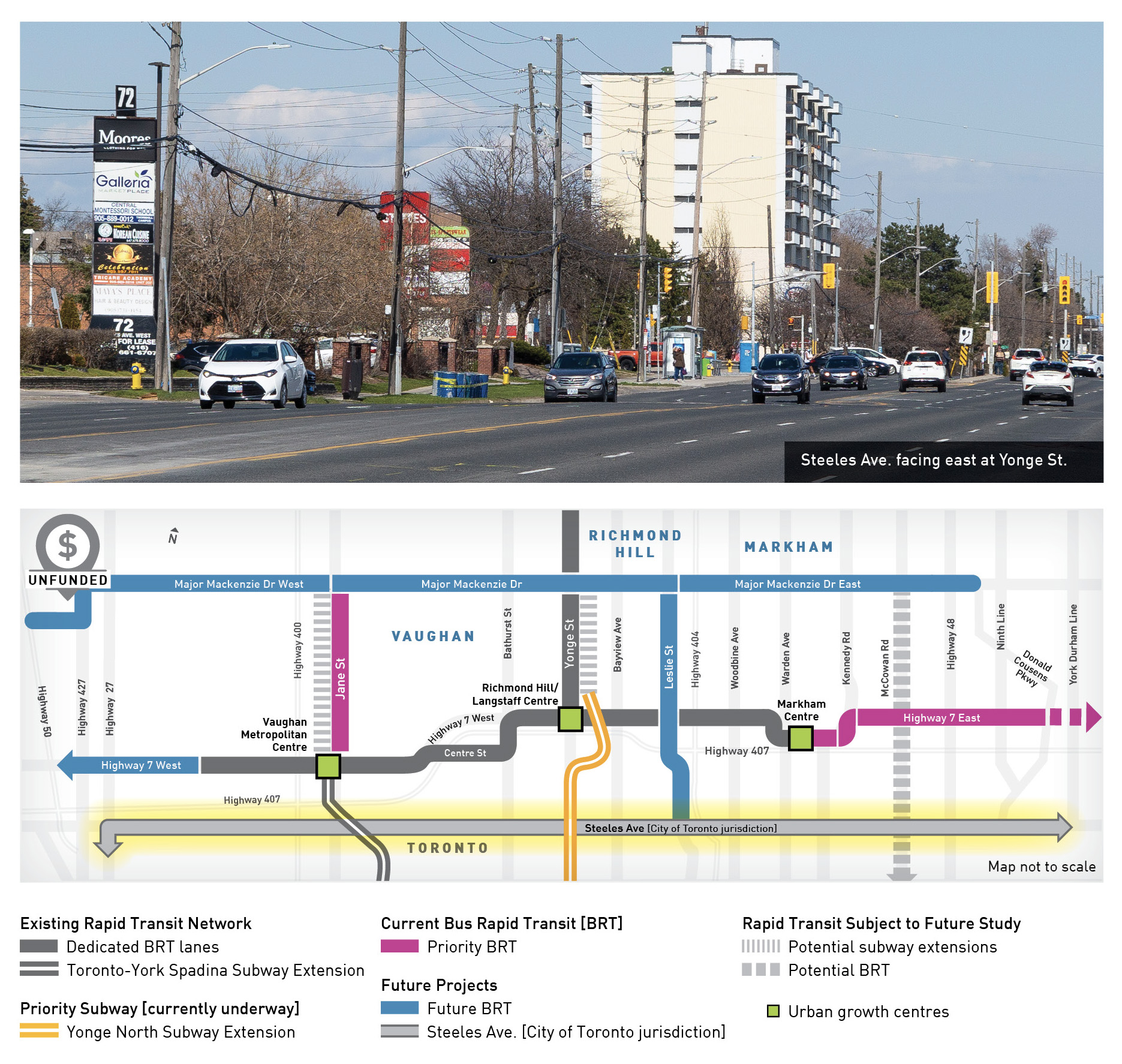 Steeles Ave. facing east at Yonge St.