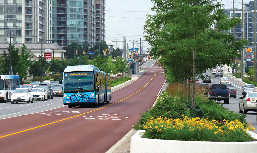 Bus driving in a dedicated BRT lane