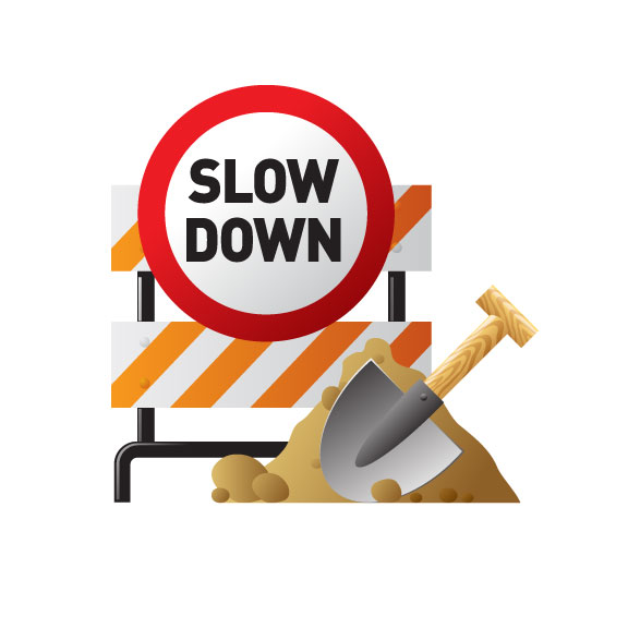 slow down work sign
